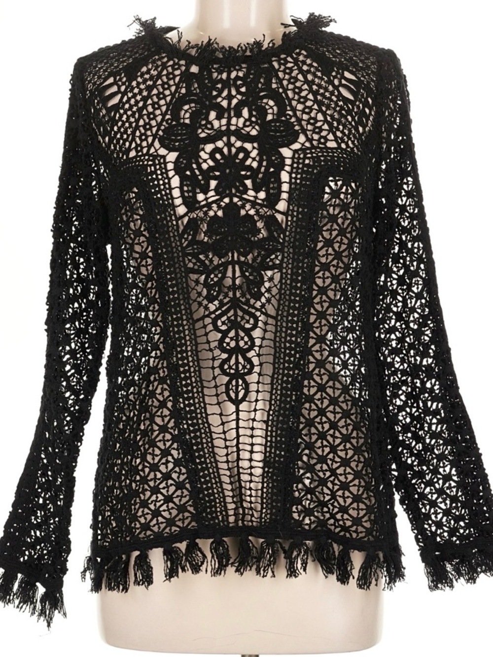 Kobi Halperin Neiman Marcus Cotton Knit Lace Crotchet Top XL